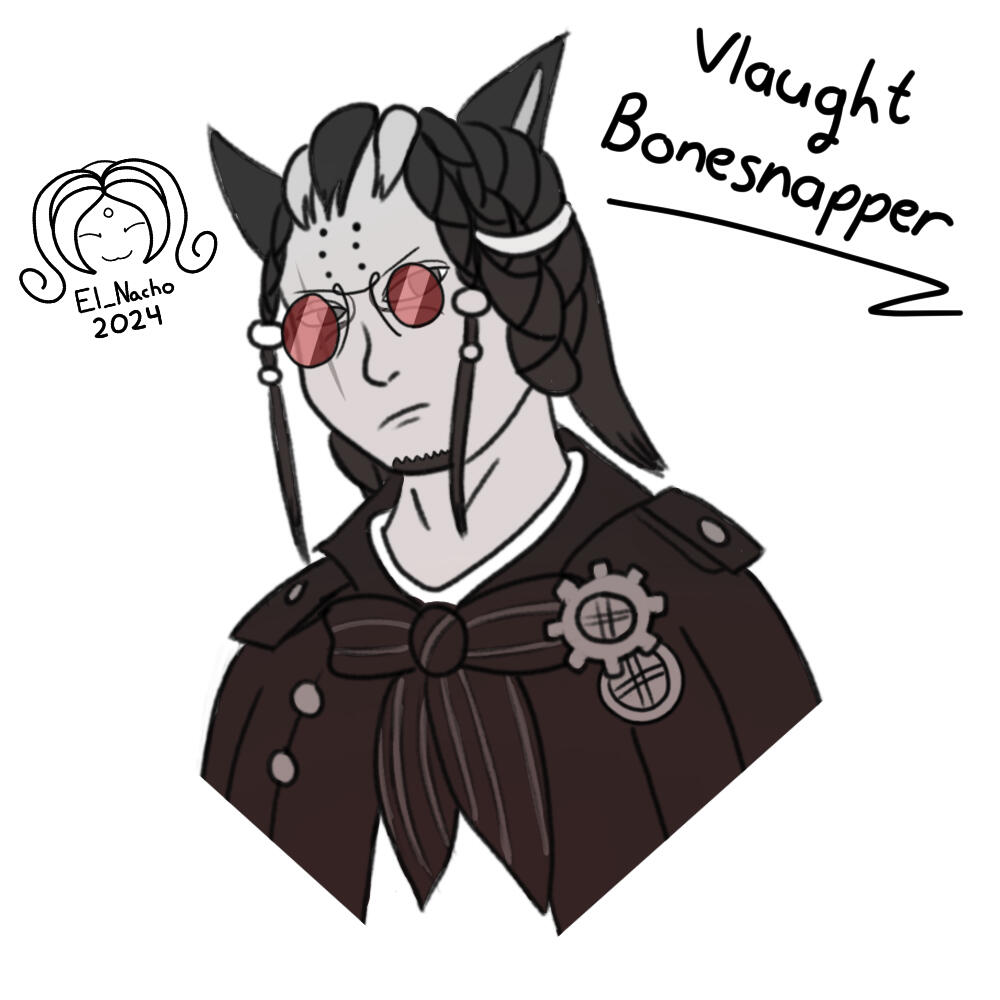 Sketch portrait for FFXIV character, Vlaught Bonesnapper